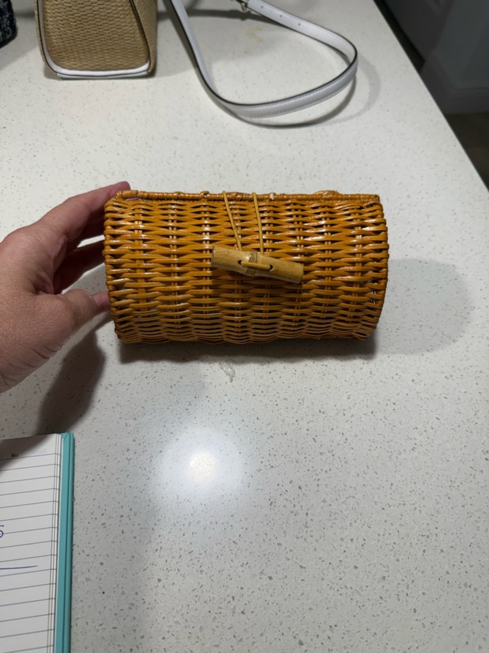 Woven Rattan Clutch in Honey Tan